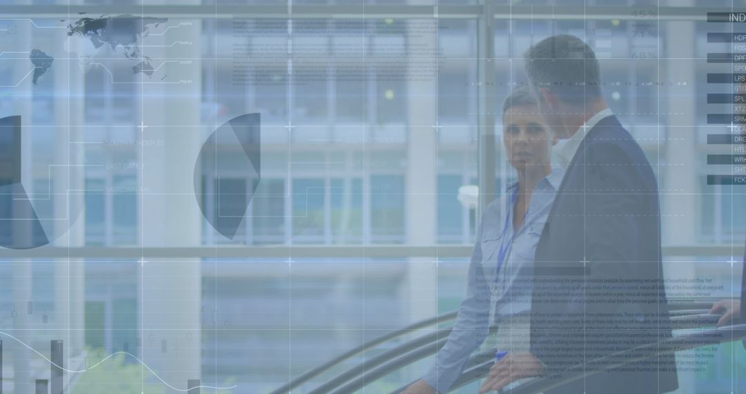 Business People Discussing Data with Digital Overlay