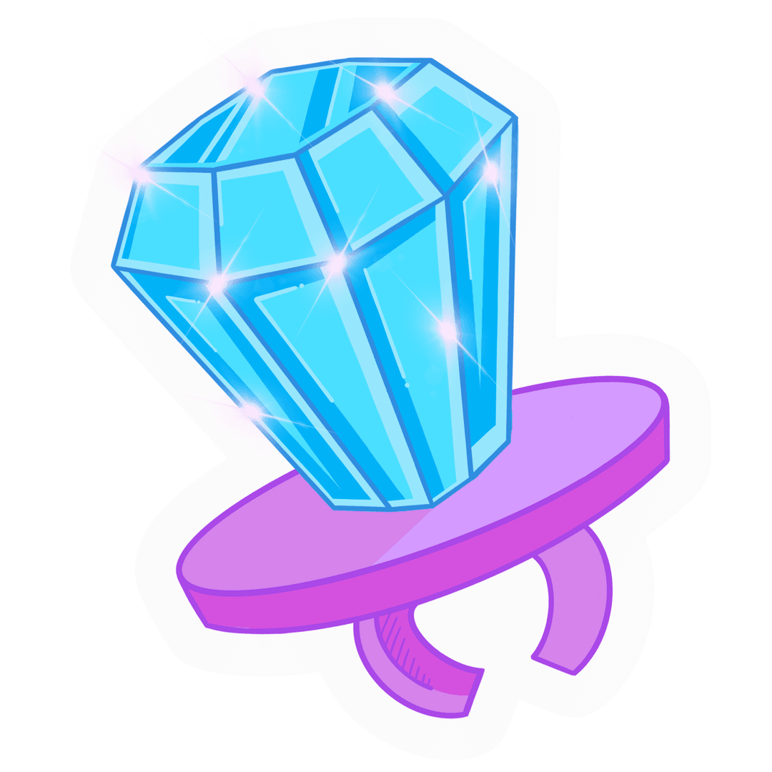 Oversized Blue Gem on Purple Band with Transparent Background