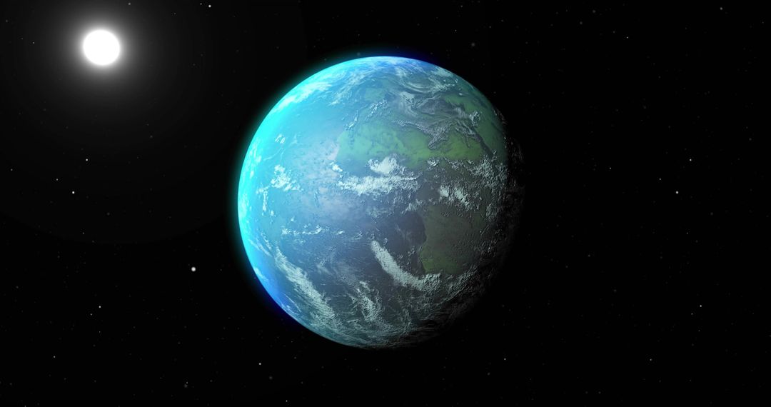 Planet Earth in Space with Glowing Sun