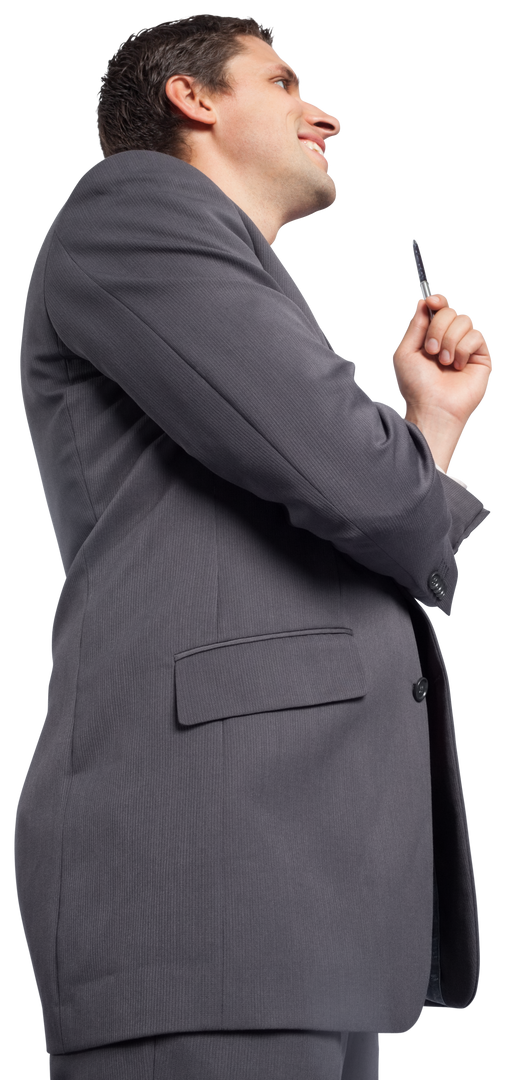 Smiling Businessman Holding Pen on Transparent Background for Professional Use - Download Free Stock Images Pikwizard.com