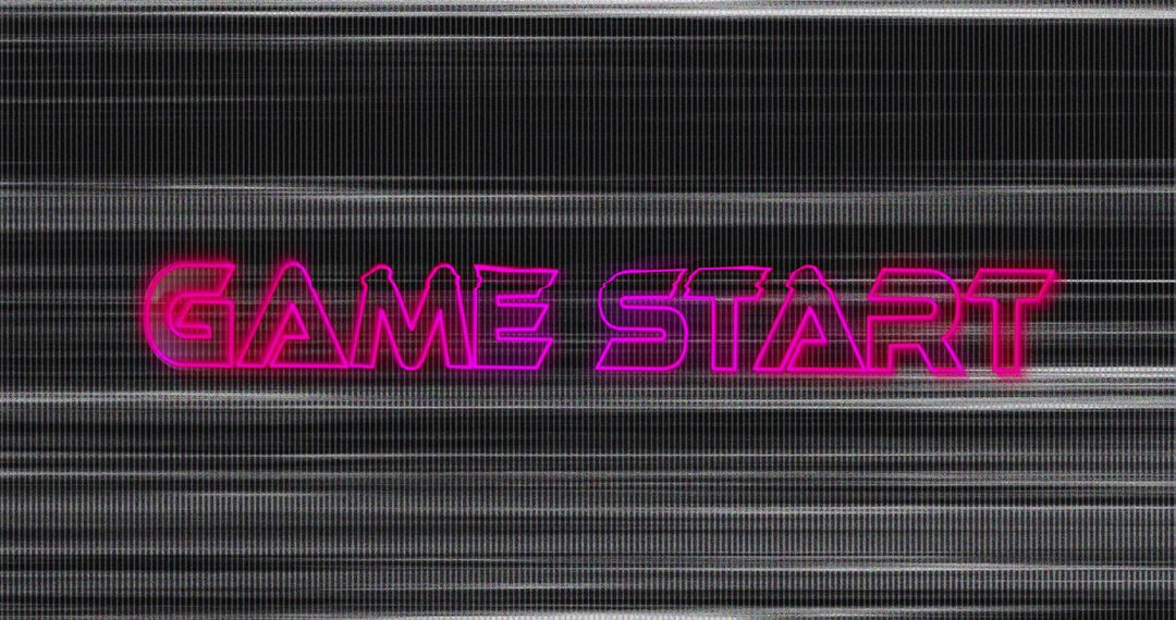 Retro Game Start Text with Light Trail Background