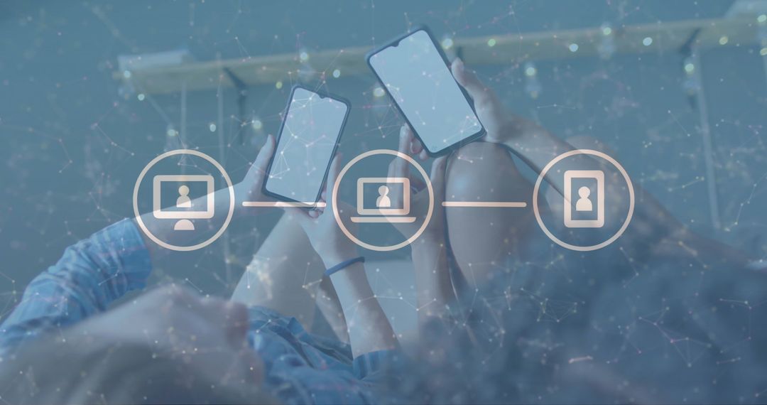 Women Using Smartphones with AI and Data Processing Concepts