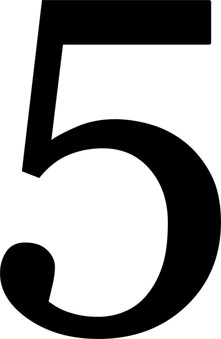 Digital Number Five Vector on Transparent Background