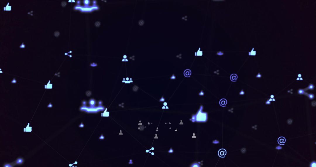 Glowing Social Media Network of Blue Icons in Cyber Space