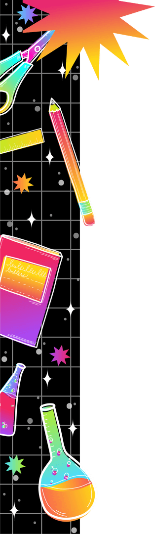 Transparent Academic Themes Floating Over Black Grid