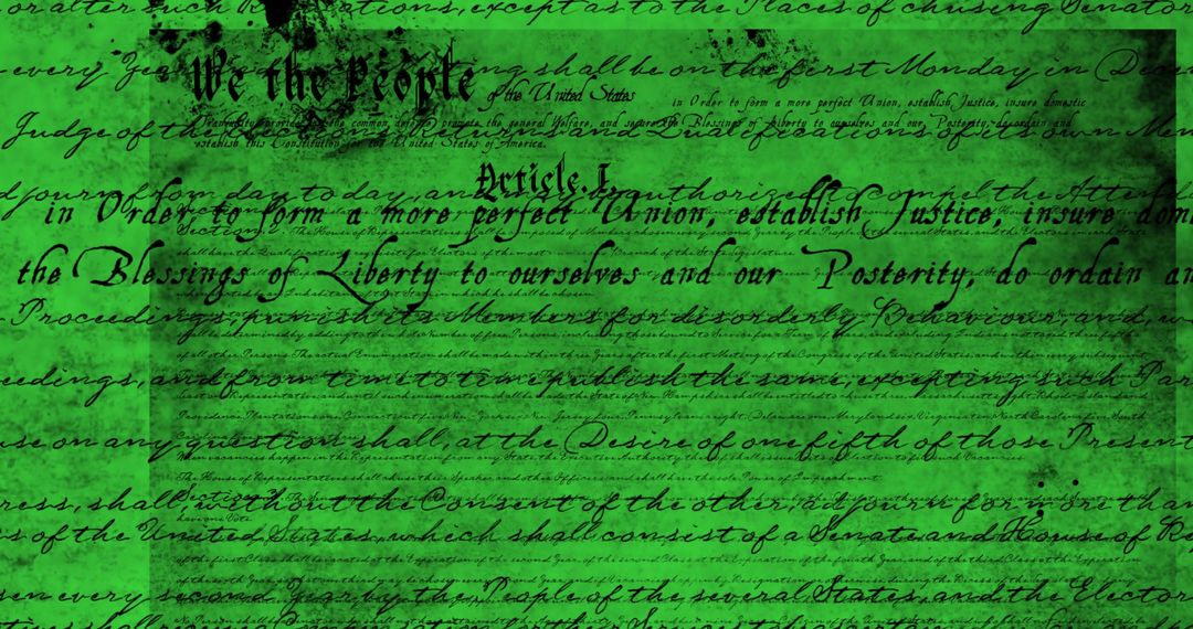 Digital Rendering of United States Constitution on Green Background - Free Images, Stock Photos and Pictures on Pikwizard.com