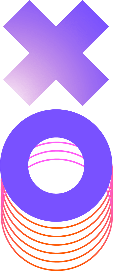 Vibrant 3D Abstract X and Torus with Transparent Background