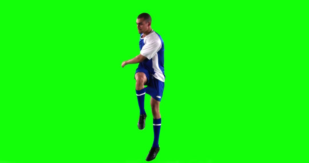 Male Soccer Player Jump Kicking Isolated on Green Screen - Free Images, Stock Photos and Pictures on Pikwizard.com