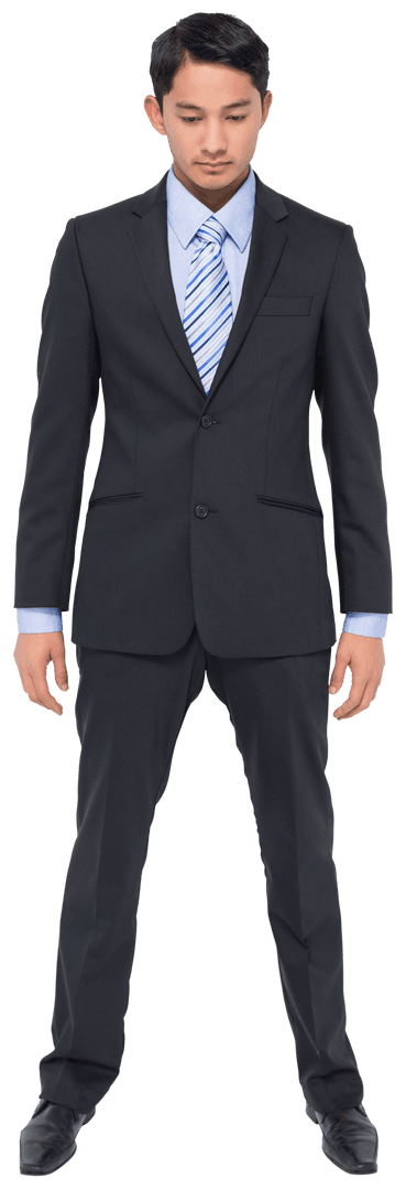 Businessman in Black Suit on Transparent Background