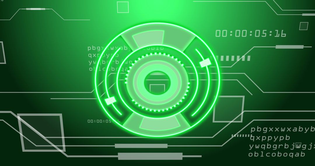 Green Digital Scope on Black Background with Data