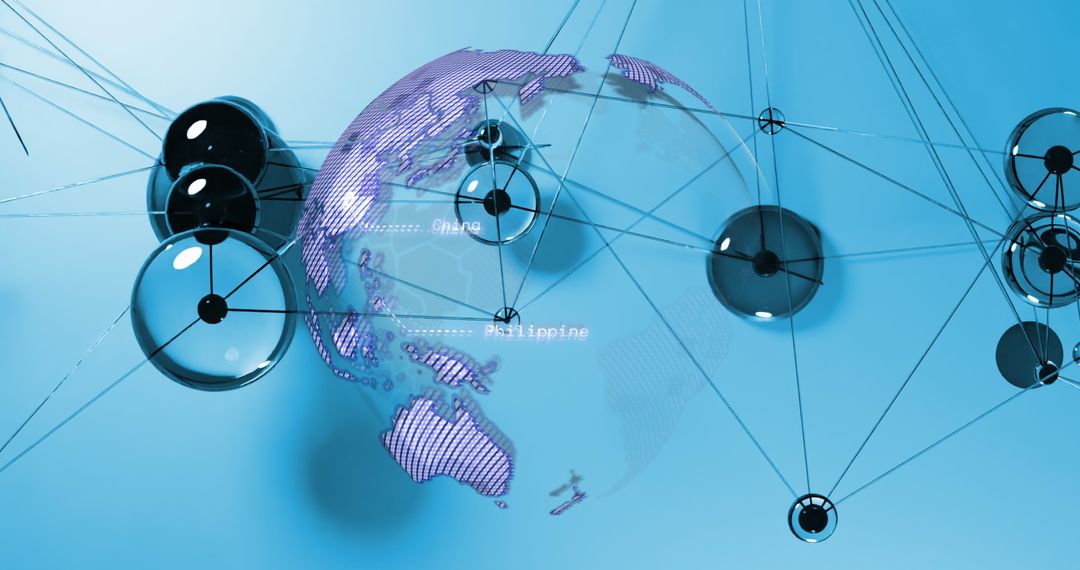 Global Connections in Futuristic Network Visualization