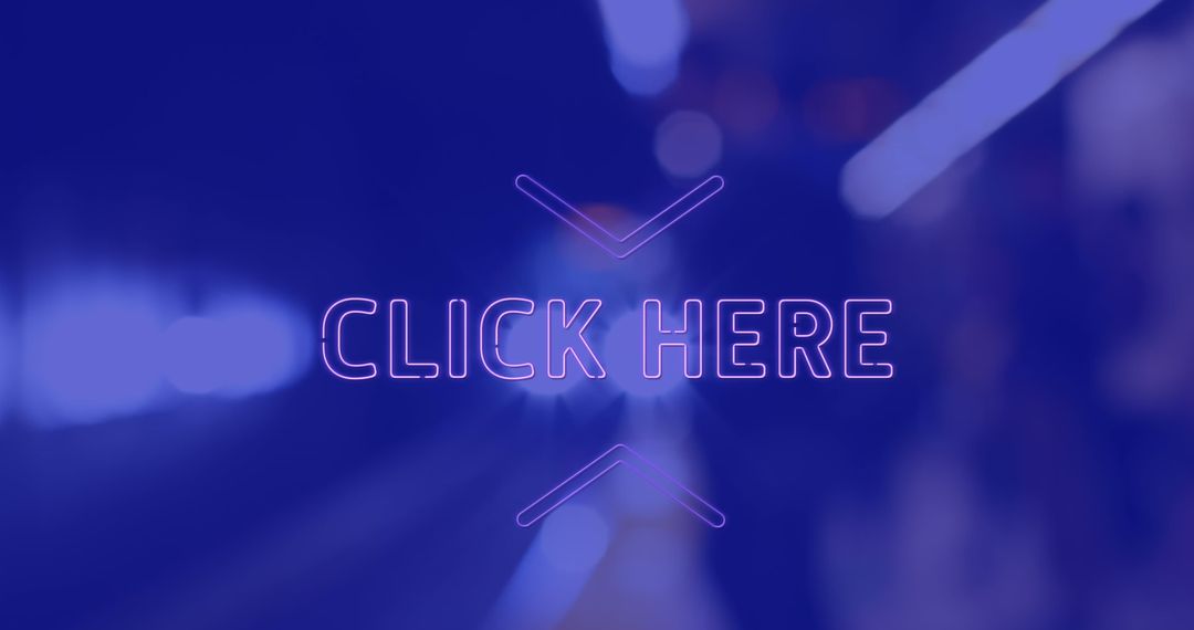 Neon Click Here Text with Train at Station Background