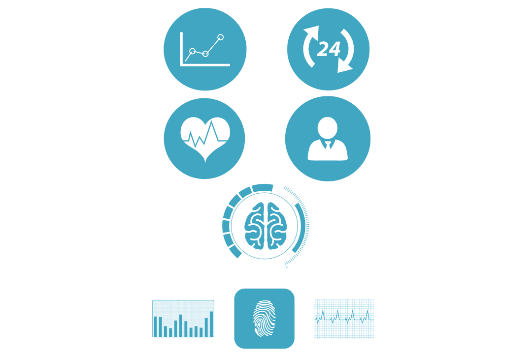 Transparent Medical Technology Icons in Blue Design