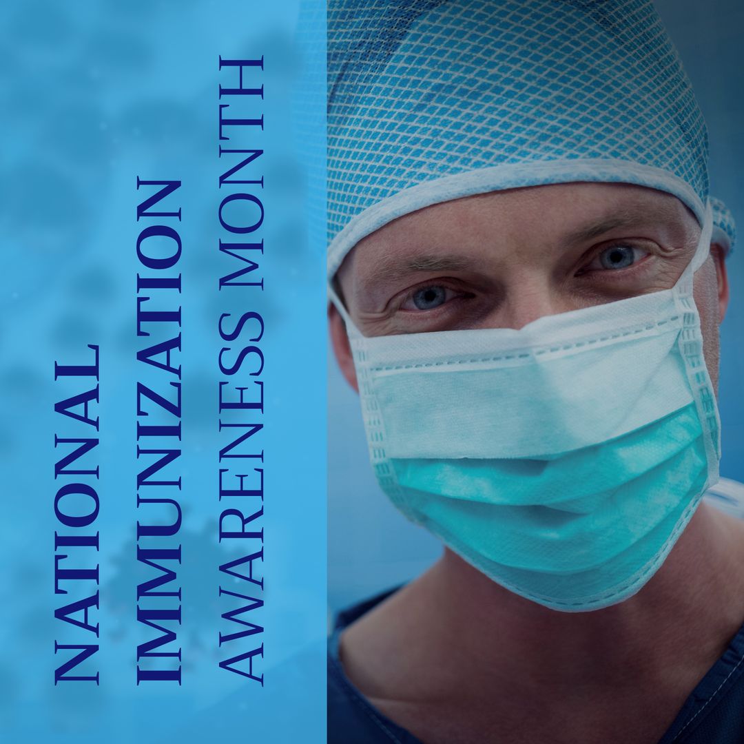 Doctor in Mask Advocating National Immunization Awareness Month - Download Free Stock Templates Pikwizard.com