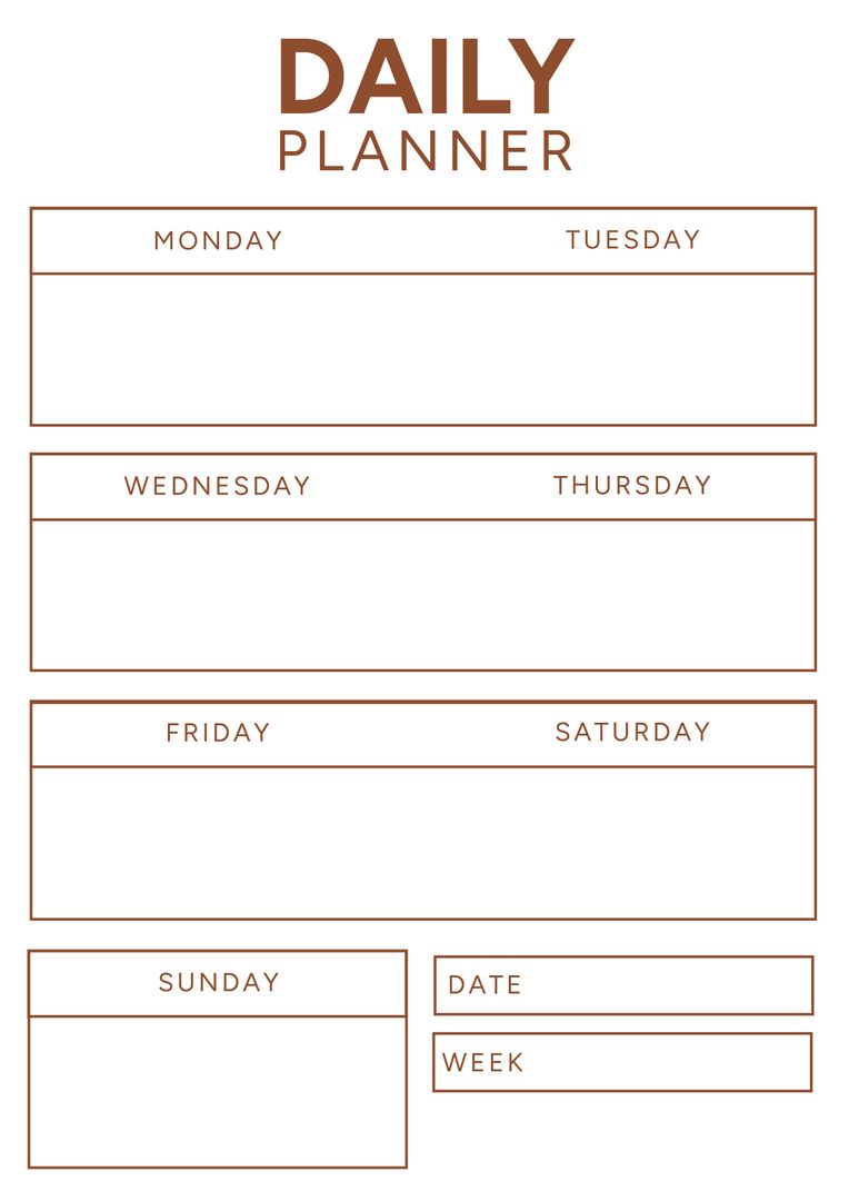 Minimalist Weekly Daily Planner Layout for Effective Time Management - Download Free Stock Templates Pikwizard.com