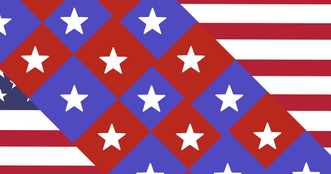 Abstract Stars and Stripes Design Over American Flag