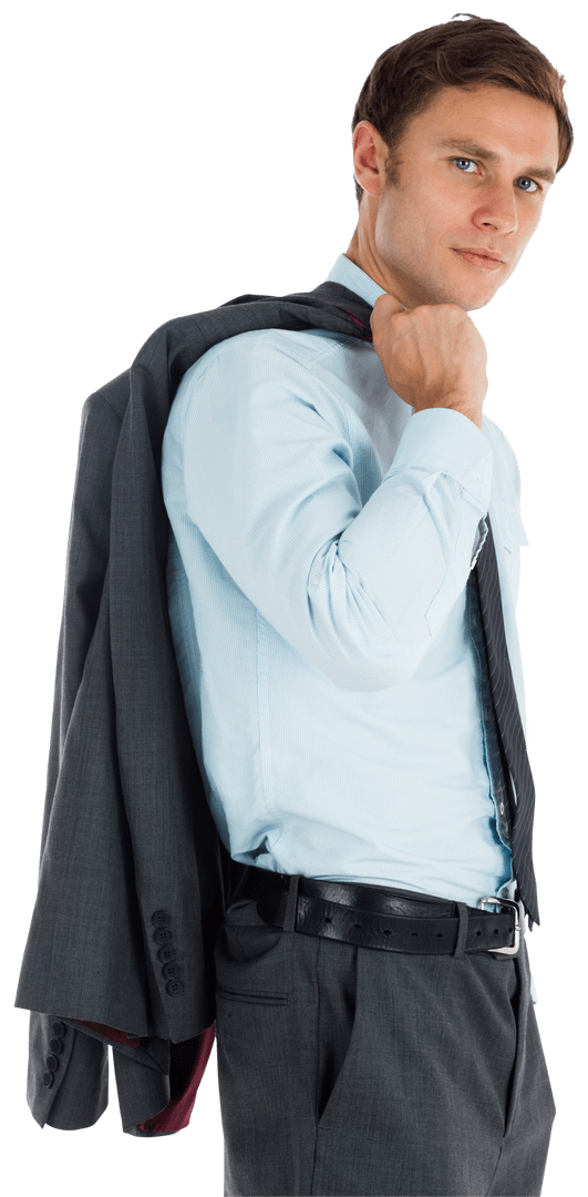 Transparent Image of Professional Businessman Holding Jacket