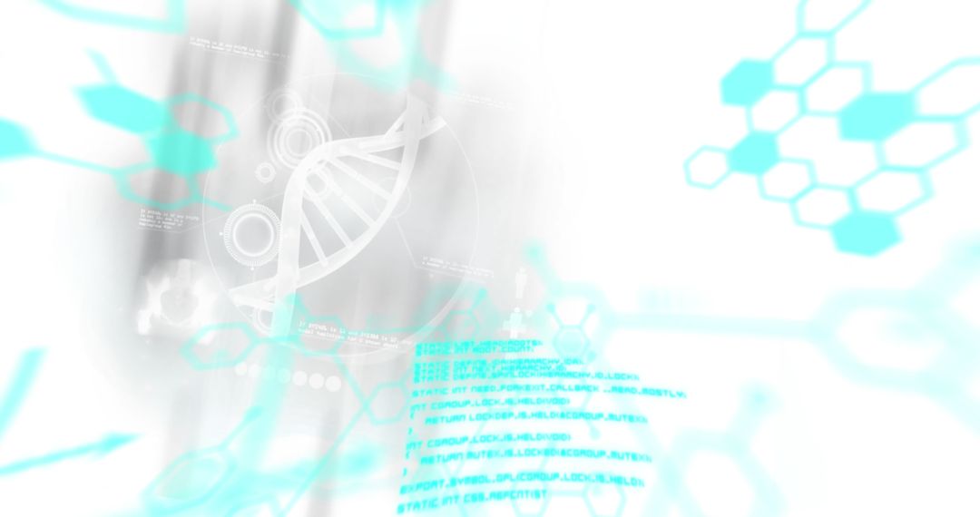 Futuristic DNA Strand and Data Processing Visualization