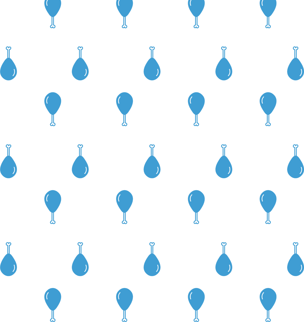 Seamless Blue Chicken Drumstick Pattern on Transparent Background