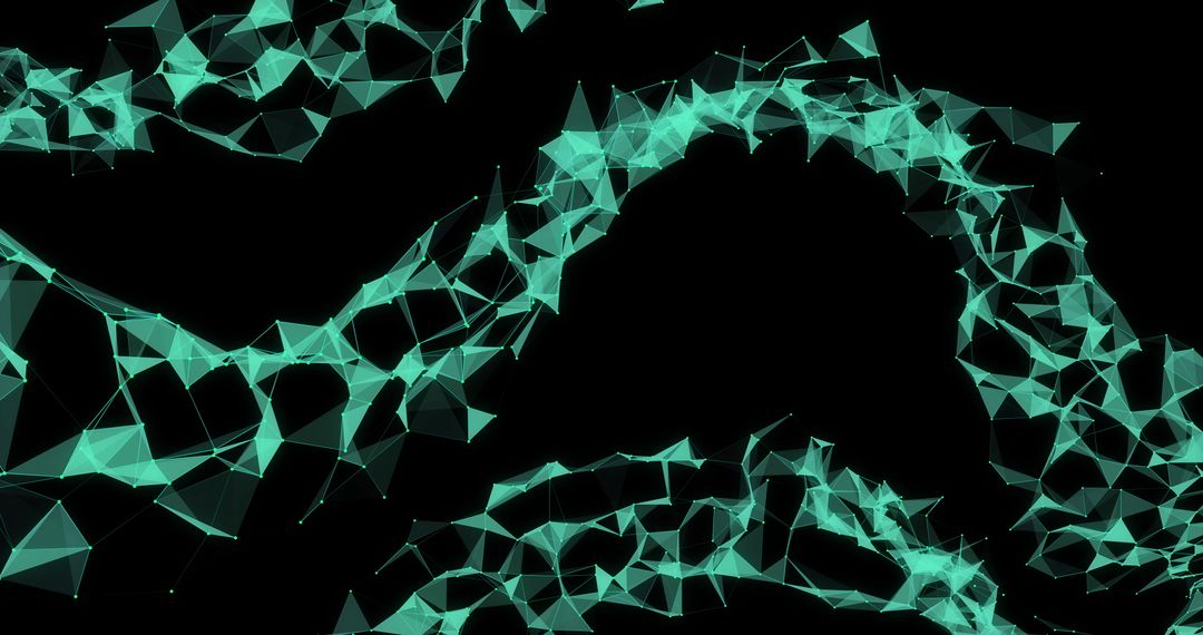 Futuristic Blue 3D Shapes on Black Background in Abstract Cyberspace