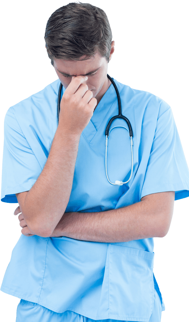 Tired Healthcare Professional Transparent Background