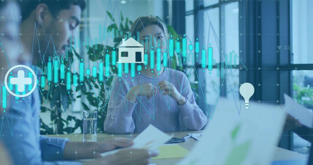 Business Team Analyzing Data in Modern Conference Room