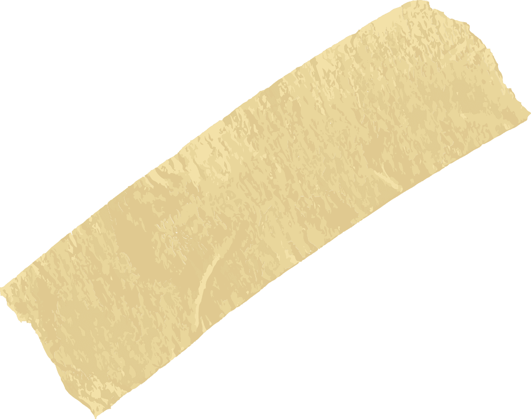 Torn Yellow Adhesive Tape on Transparent Background with Textured Details