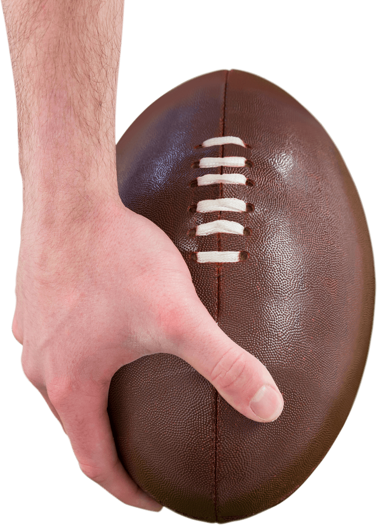 Hand Holding Rugby Ball Cutout Transparent Background