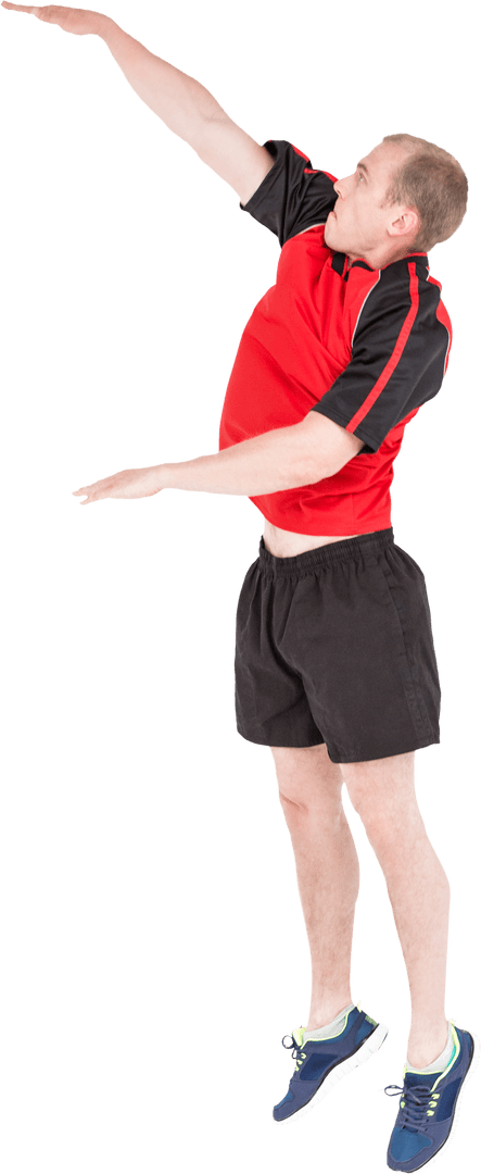 Caucasian Male Volleyball Player Jumping Transparent Background