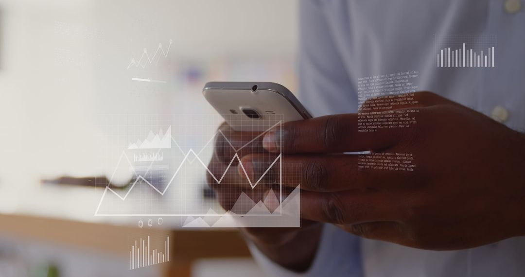 Digital Data Processing with Smartphone in Business Concept