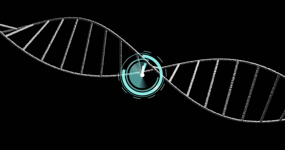 Clock Over DNA Strand Symbolizing Genetics and Time