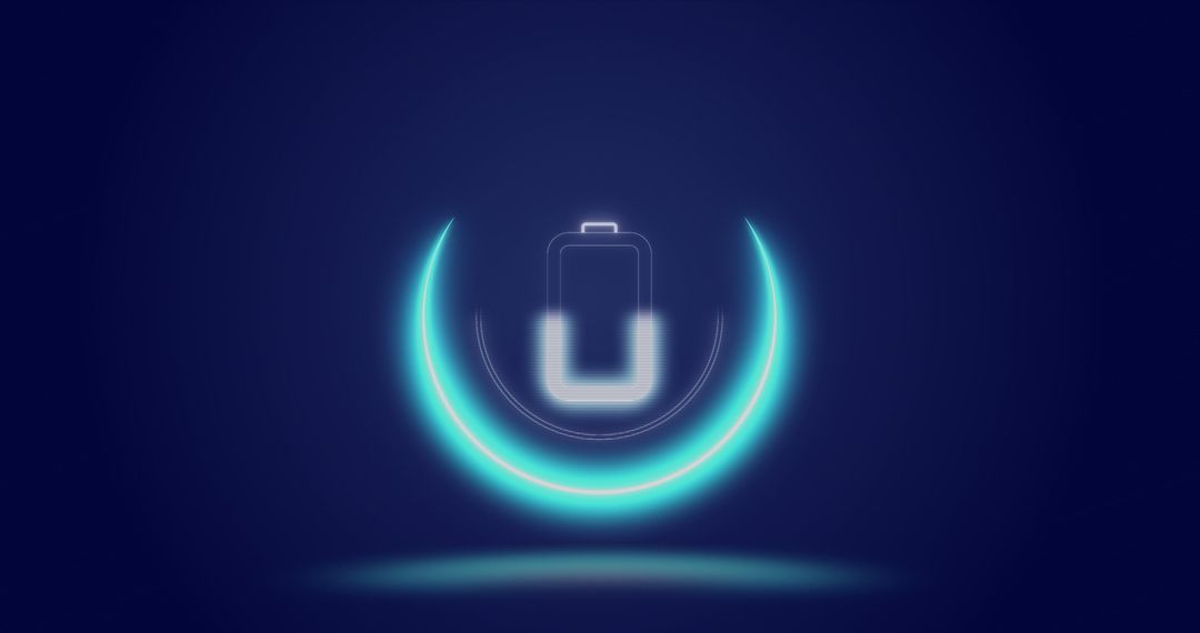 Digital Battery Icon with Loading Symbol on Dark Background