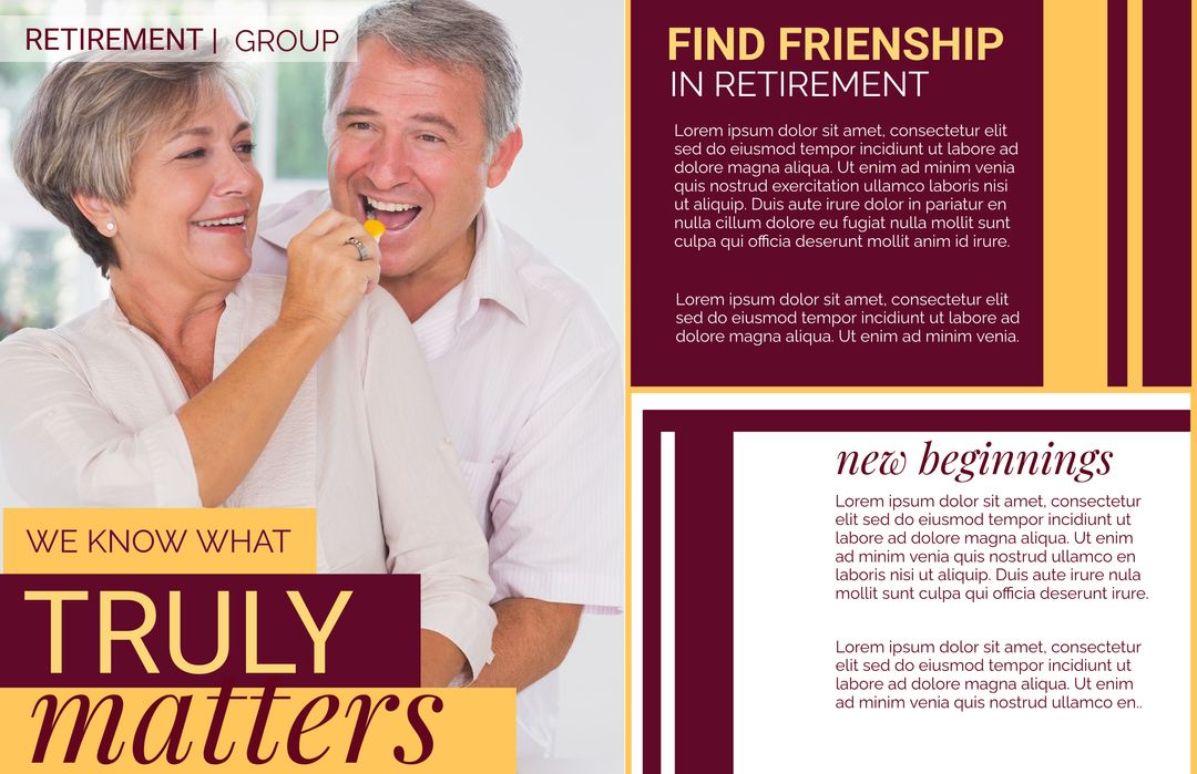 Smiling Elderly Couple Promoting Joyful Retirement Living - Download Free Stock Templates Pikwizard.com