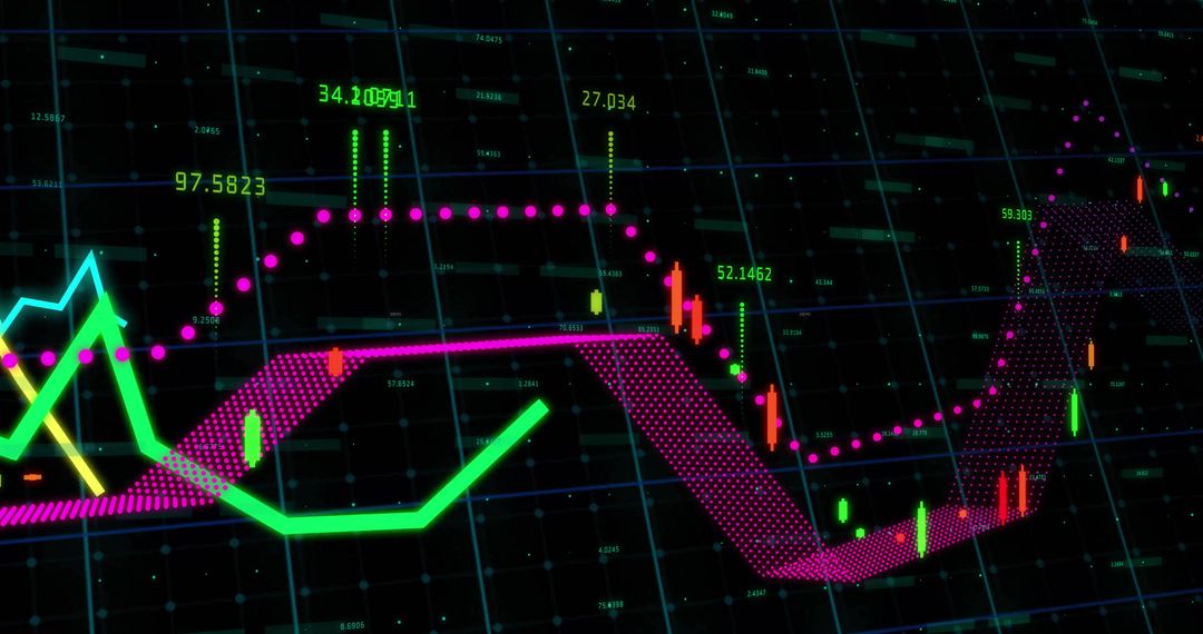 Futuristic Digital Financial Chart with Neon Networks