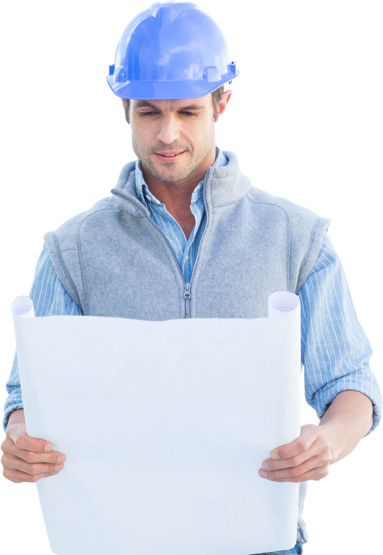 Transparent Background Image of Male Architect with Blueprint - Download Free Stock Images Pikwizard.com