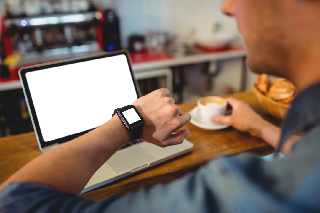 Transparent Technology Display Laptop Smartwatch and Coffee Moment - Download Free Stock Images Pikwizard.com