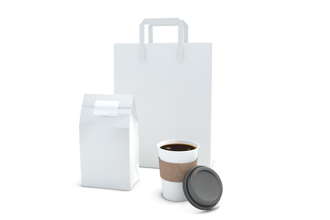 Transparent Disposable Coffee Cup and Bag, Ideal for Branding Mockups - Download Free Stock Images Pikwizard.com