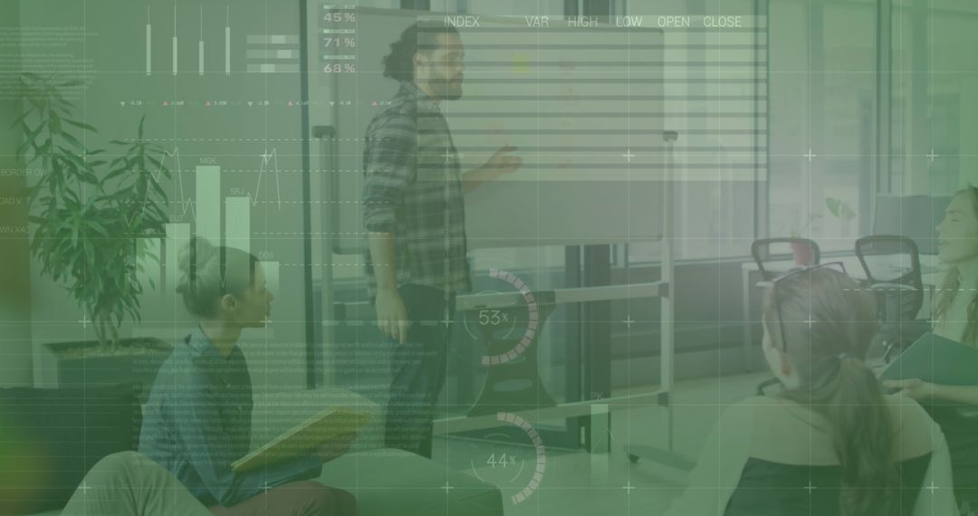 Diverse Business People Discussing Financial Data and Global Connections