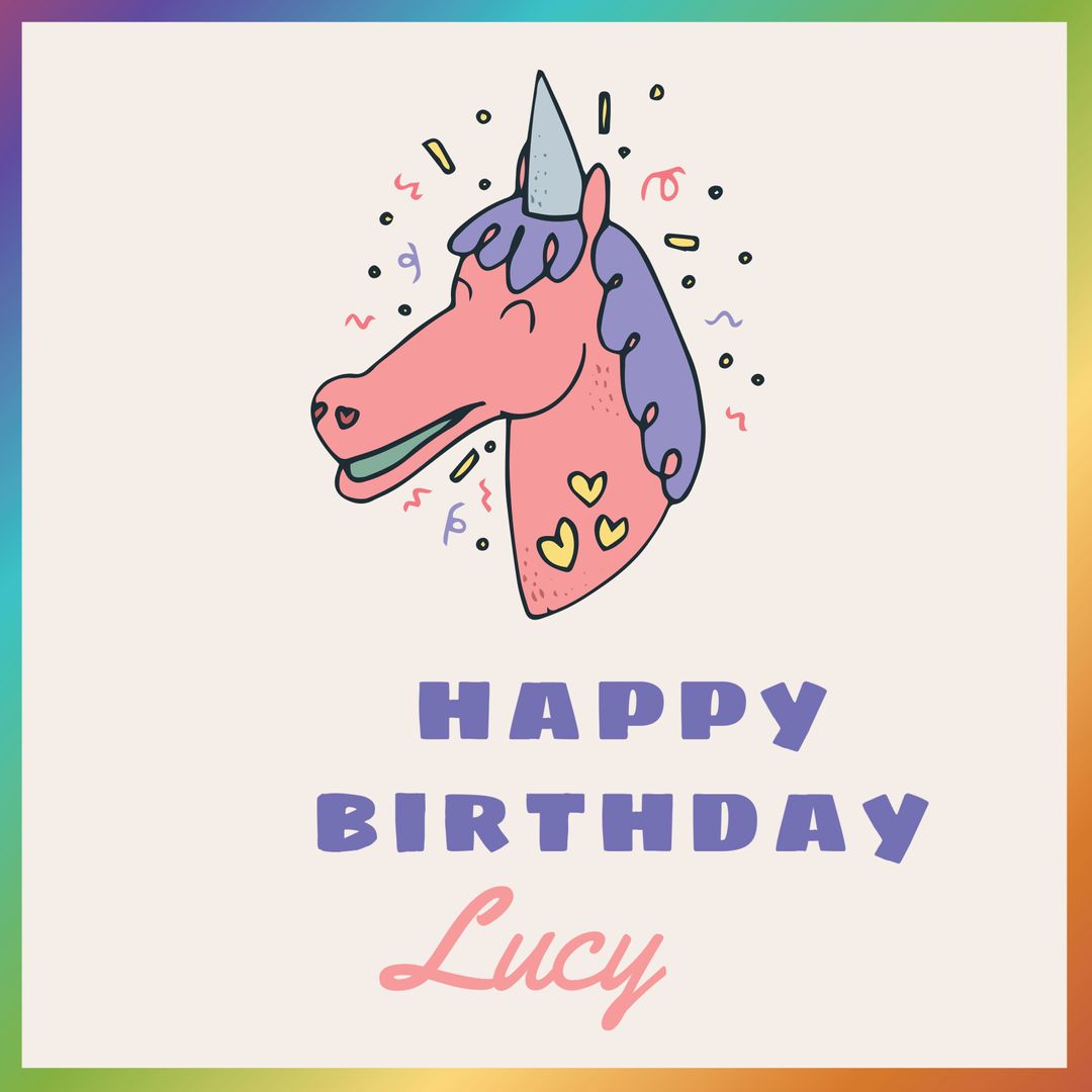 Colorful Unicorn-Themed Birthday Template with Whimsical Elements