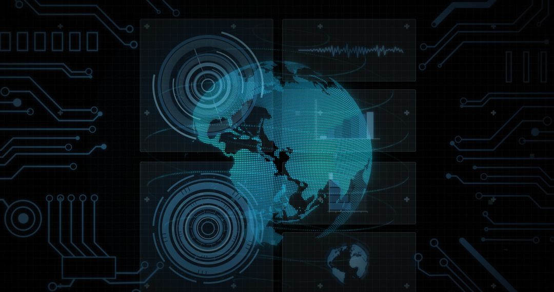 Digital Globe with Holographic Interface and Circuit Patterns