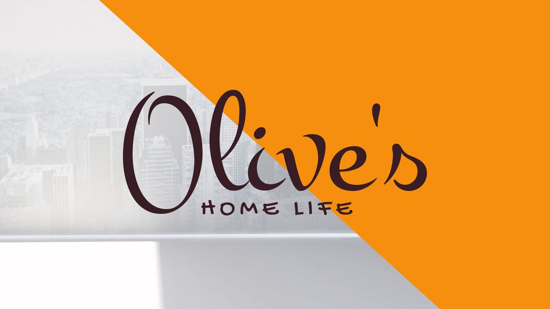 Olive's Home Life Logo with Orange and Cityscape Background - Download Free Stock Templates Pikwizard.com