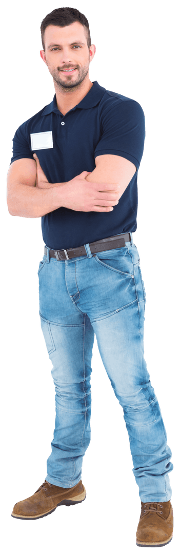 Transparent Confident Businessman Standing with Arms Crossed