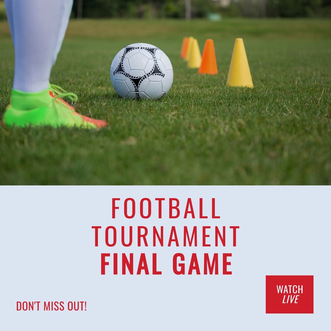 Football Tournament Final Game Campaign Banner on Grass Field