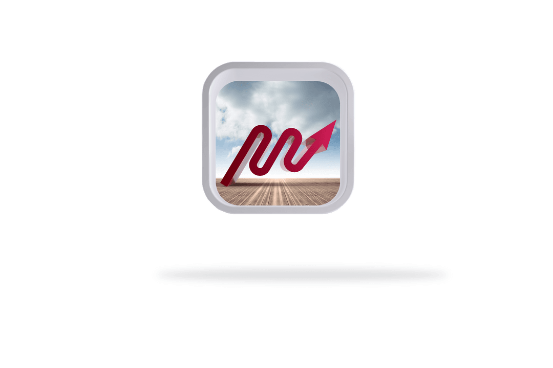 Red Arrow Rising on Transparent Abstract Screen Icon