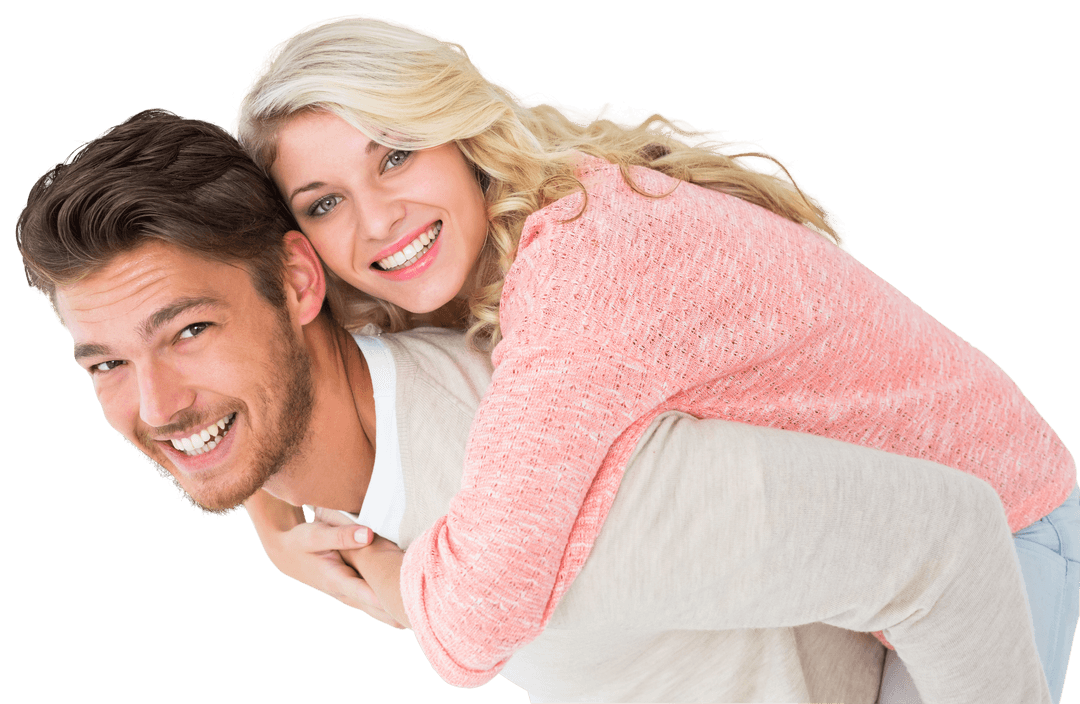 Joyful Couple Piggyback Ride Transparent Love Moment