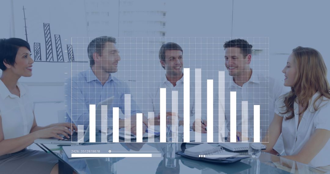 Diverse Coworkers Collaborating with Data Graphics