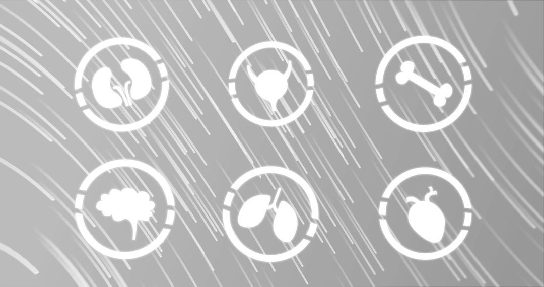 Human Biology Concepts with Icons on Grey Background