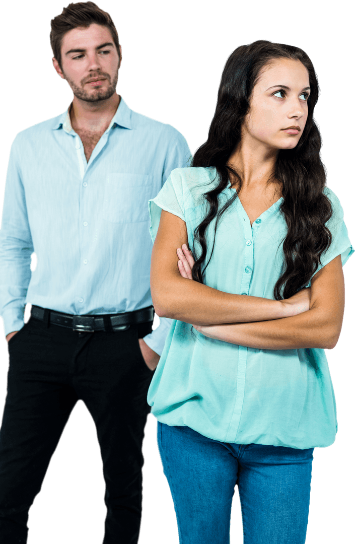 Woman Ignoring Man During Disagreement on Transparent Background