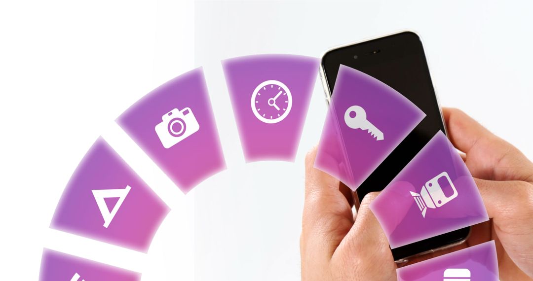 Technology Interface with Travel Icons on Smartphone