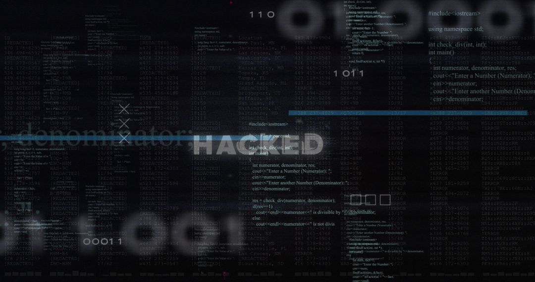 Hacked Data Display with Digital Code Futuristic Cybersecurity - Free Images, Stock Photos and Pictures on Pikwizard.com